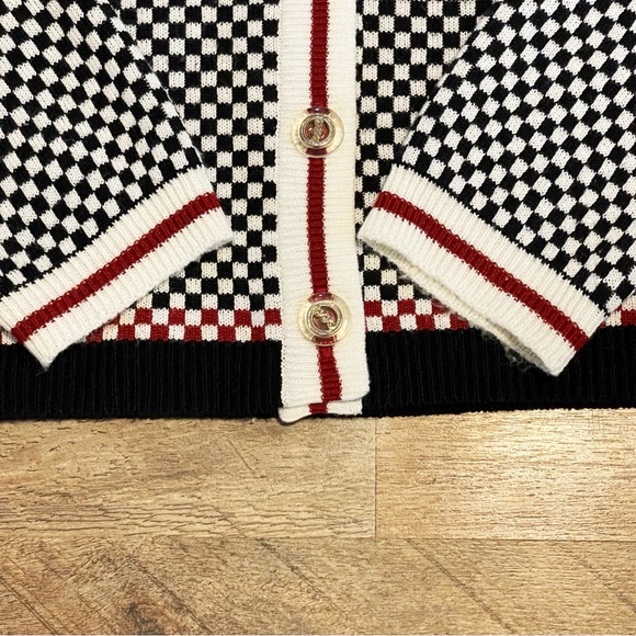 Vintage | Ami Knits | Checkered Button Front Knit Cardigan - Picture 5 of 8